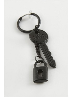 Zero Land Matrixzn Kilit Anahtar Erkek Çelik Küpe - Siyah