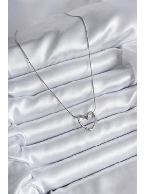 Aesco 316L Çelik Gümüş Renk Kalp Model Kadın Kolye - Lisinya