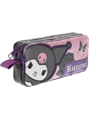 Nexa Temalı Lisanslı Mat Okul Kalem Kutusu Çift Bölmeli Çocuk Bez Kalem Çantası (Siyah-Pembe)