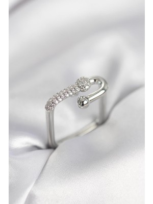 Prativas Gümüş Renk Zirkon Taşlı Tifani Model Kare Kadın Yüzük - PRT3500EB10457