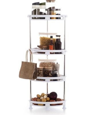 Liora 4 Katlı Köşe Raf, Beyaz