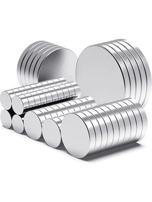Aesco 50 Adet 10X2MM Yuvarlak Neodyum Mıknatıs Güçlü Magnet Nikel Kaplamalı ( Lisinya )