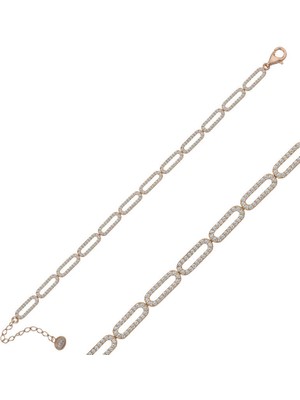 Tienda Elegante Gümüş Rose Oval Taşlı Bayan Bileklik