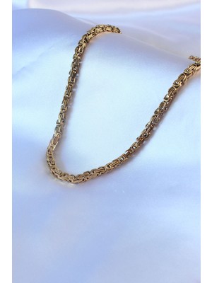 Aesco 316L Çelik Gold Renk Kral Zincir Model Erkek Kolye - Lisinya