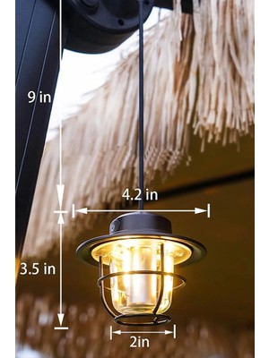 Aesco Taşınabilir Retro Fener Su Geçirmez Dış Mekan Güçlü LED Kamp Bahçe Feneri Dekor ( Lisinya )