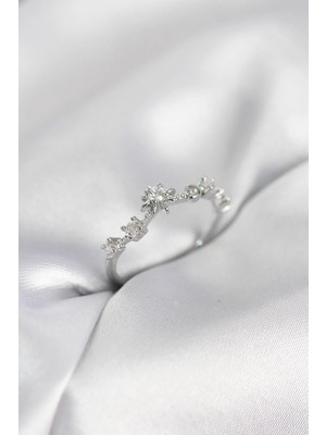 Prativas Gümüş Renk Gece Temalı Zirkon Taşlı Kadın Yüzük - PRT3500EB10565