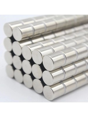 Aesco 100 Adet 4x4 mm Yuvarlak Neodyum Mıknatıs N35 Güçlü Magnet Nikel Kaplama ( Lisinya )