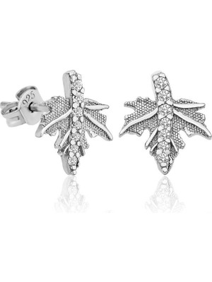 Tienda Elegante Gümüş Çınar Yaprağı Bayan Küpe