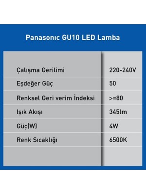 Liora LED GU10 Lamba, Beyaz Işık 4W 345LM 6500K 60°