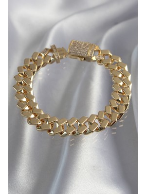 Aesco Vip Seri Gurmet Zirkon Taşlı Gold Renk Bileklik - Lisinya