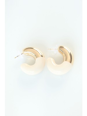 Aesco Ccb Krem Gold Çift Renk Küpe - Lisinya