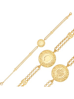 Tienda Elegante Gümüş Çeyrek Altın Kaplama Kadın Bileklik