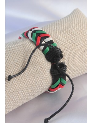 Aesco Karışık Renk Ipli Deri Erkek Bileklik - Lisinya