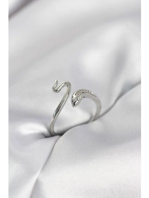 Prativas Gümüş Renk Yılan Model Zirkon Taşlı Kadın Yüzük - PRT3500EB10587