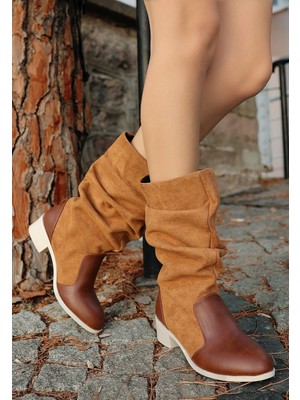 Aesco Jolin Taba Cilt Süet Detaylı Çizme - Lisinya