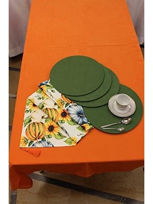 Nexa Bal Kabağı Desenli Beyaz Arka Plan Dijital Baskılı Runner Amerikan Servis 40X150 cm