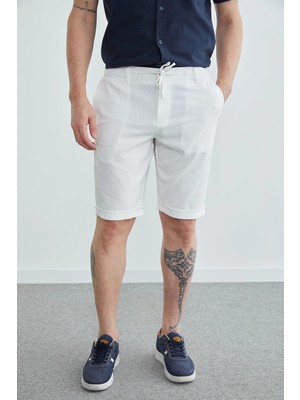 FullaModa Beli Bağlamalı Cepli Duble Paça Şort