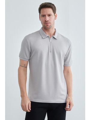 FullaModa Yarım Fermuarlı Polo Yaka Tişört