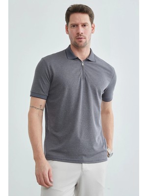 FullaModa Yarım Fermuarlı Polo Yaka Tişört