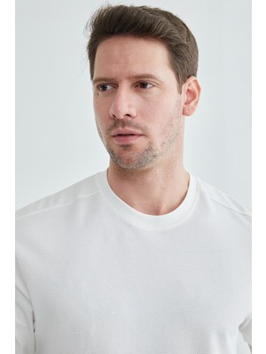 FullaModa Basic Petek Kumaş Bisiklet Yaka Tişört