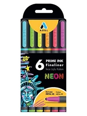 Liora Ink Fineliner 6'lı Neon Klasik Ince Uçlu Kalem