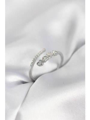 Prativas Gümüş Renk Zirkon Taşlı Minimal Kalp Model Kadın Yüzük - PRT3500EB10496