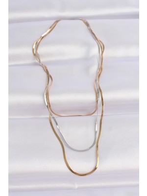 Aesco 316L Çelik 3 Renkli Italyan Zincir Çoklu Kolye - Lisinya