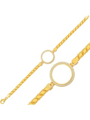 Tienda Elegante Gümüş Çeyrek Takılabilen Altın Kaplama Kadın Bileklik