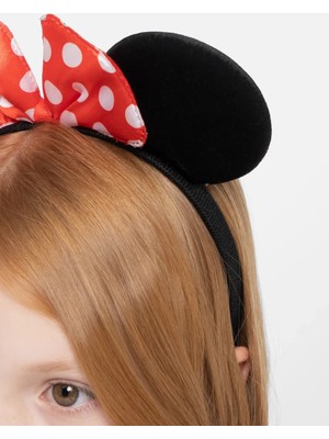 Aesco Kırmızı Fiyonklu Minnie Mouse Taç Fare Tacı Kafa Bandı - Lisinya