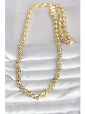 Aesco cm 14K Gold Renk Kalın Burgu Zincirli Model 60 cm Kadın Kolye - Lisinya