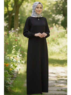 Beluna Tekstil Aerobin Kumaş Tesettür Cepli Fermuarlı Ferace - Günlük Rahat Kesim Uzun Kap