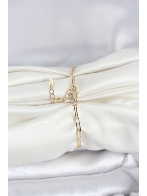 Aesco cm 14K Gold Renk Ataç Zincir Model Kadın Bileklik - Lisinya