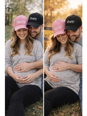 SF Collection Mom & Dad Baskılı Basic 2’li Çift Kombin Şapka
