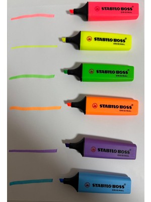 Aesco Fosforlu Kalem,  2-5 mm Uç, Su Bazlı Mürekkep, 4 Saat Kurumaya Dayanıklı 6 Lı Set