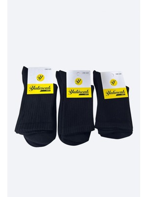 Beruflic Yalıncak Yarım Konç Kolej Çorap Siyah Renk 12 Adet Desensiz Model