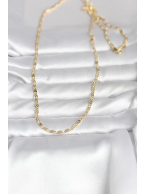 Aesco cm 14K Gold Renk Çizgi Lazer Model 60 cm Kadın Kolye - Lisinya