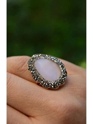 Stoneage Kedi Gözü Açık Pembe Ayarlanabilir Yüzük