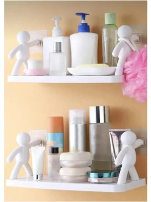 Aesco 2 Adet Özel Raf Baharatlık -Makyaj Malzeme Rafı Kendinden Yapışkanlı Banyo Mutfak Organizer Raf - Lisinya