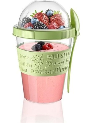 Aesco Meyve Hazneli - Kaşıklı Portatif Yoğurt Kabı - Lisinya