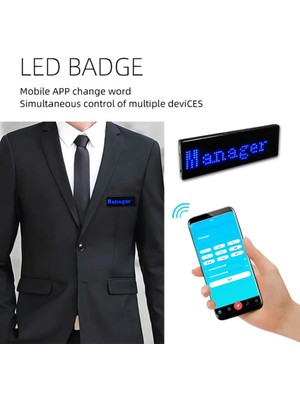 Aesco Matrix Kayan LED Yaka Rozeti Mobil Kontrollü Dijital Etiket 9×3cm - Lisinya