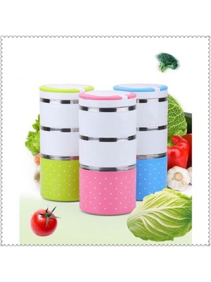 Aesco Yemek Termosu 3lü Tutacaklı Sefer Tası - Hiper 3 Katlı Yemek Termos - Lisinya