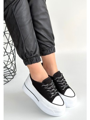 Aesco Dalen Siyah Keten Bağcıklı Spor Ayakkabı - Lisinya