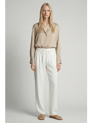 Rays 8411A Bağcıklı Palazzo Pantolon Ekru