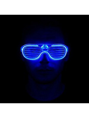 Aesco Mavi LED Işıklı Parti Gözlüğü - Neon Glow Şerit Gözlük 3 Modlu - Lisinya