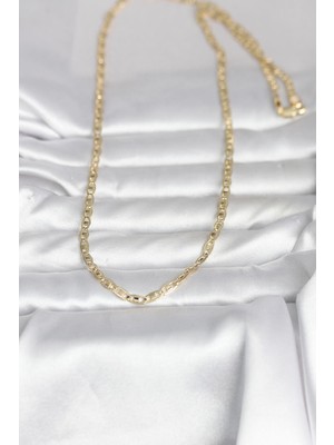 Aesco cm 14K Gold Renk Lazer Kesim Zincirli Model 60 cm Kadın Kolye - Lisinya