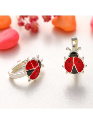 Tienda Elegante Gümüş Uğur Böceği Çocuk Küpesi