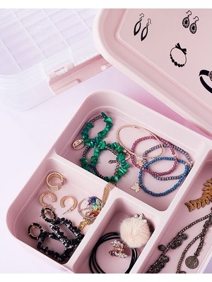 Aesco Bijuteri Mücevher Kutusu - Çok Amaçlı Bölmeli Takı Saklama Kutusu - Lisinya