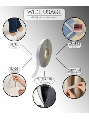 Liora Modern Teknik Tekstil Perde Telası 1.5 cm x 50 M - Çift Taraflı Yapışkan Tela - Amerikan Tela - Dikiş Nakış Telası (Beyaz)