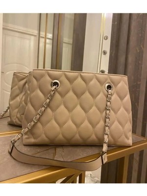 Farbag Damla Desen Suni Deri Nakışlı Kadın El ve Omuz Çantası