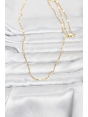 Aesco cm 14K Gold Renk Lazer Puntalı Model 60 cm Kadın Kolye - Lisinya